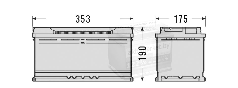 Размер аккумулятора 353 x 175 x 190
