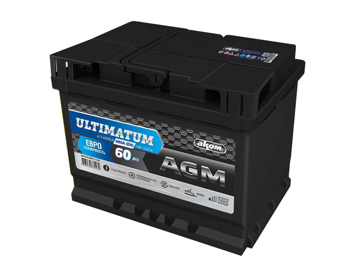 Аккумулятор Akom Ultimatum AGM 60E для Alfa Romeo Mito  (955_) хэтчбек 0.9 бензин 101 л.с. / 74 kW